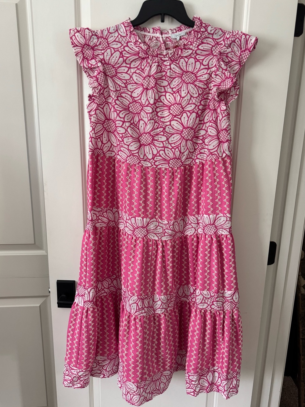NWT Voy Pink Floral Tiered Casual Dress